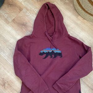 Bear Graphic Burgundy Hoodie